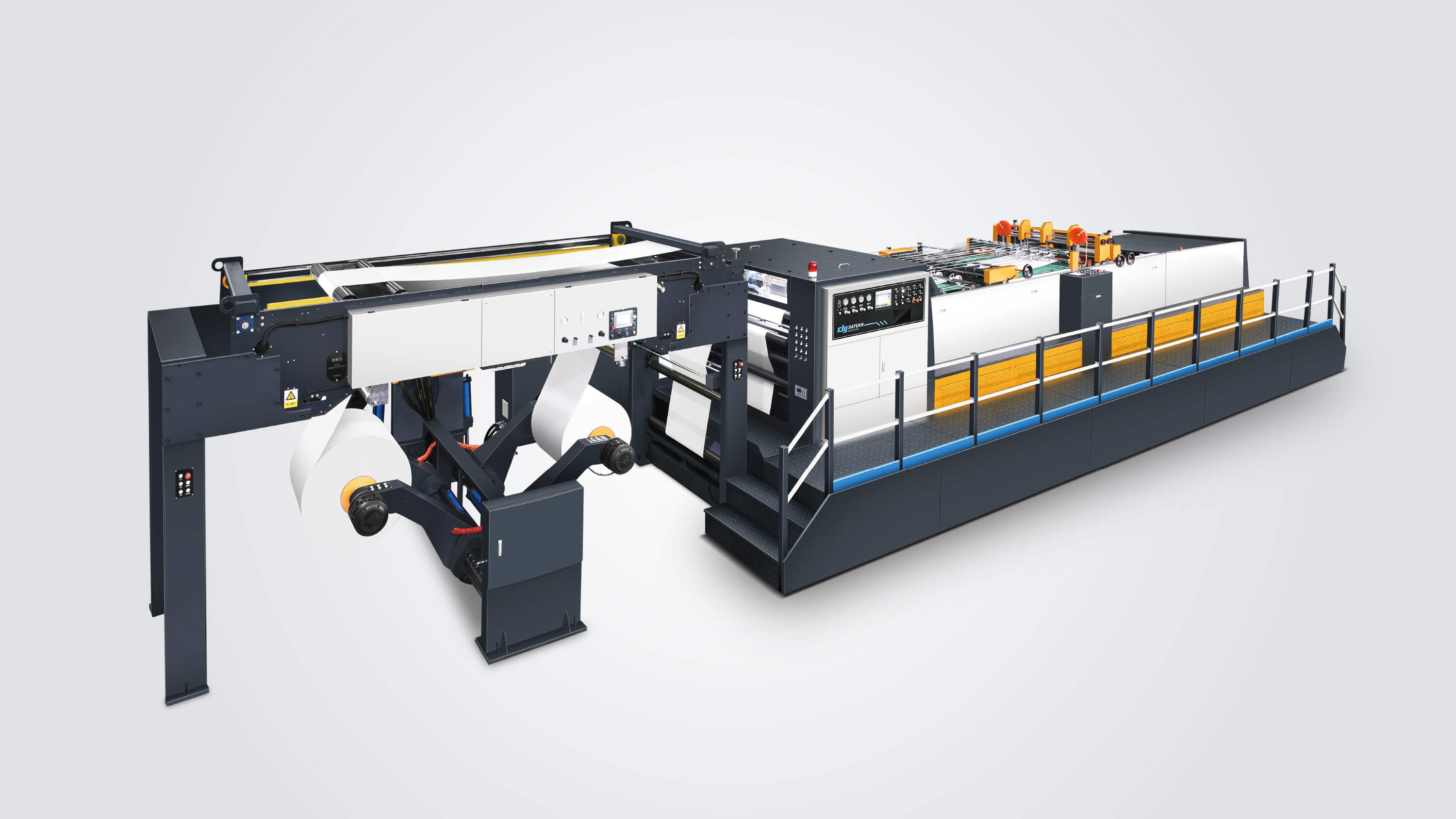 Servo Precision Double Helix High Speed Sheet Cutter Machine With Auto Splicer&Auto Pallet Changer Dayuan